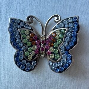 Sterling Silver 925 Multicolor Rhinestone Pendant